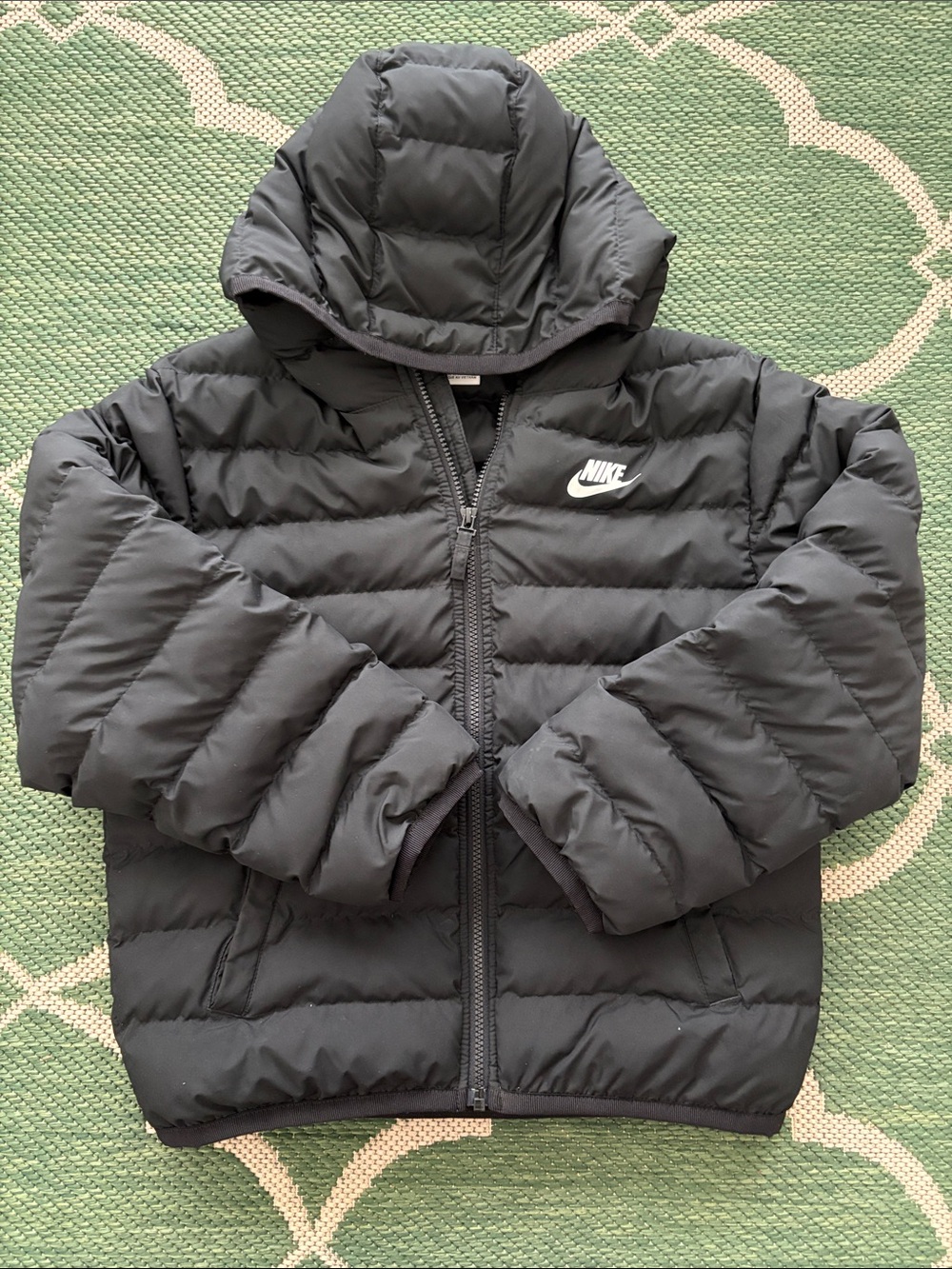 Nike Kids Dark Gray Quilted Puffer Jacket with Hood